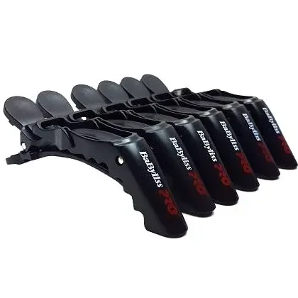 Babyliss Pro profesjonalne klipsy do włosów, krokodylki, czarne, 6szt.