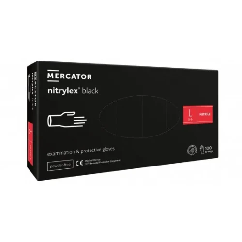 Mercator Nitrylex Black Protective Gloves Rękawiczki nitrylowe bezpudrowe rozmiar L