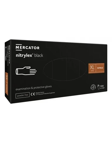 Mercator Nitrylex Black Protective Gloves Rękawiczki nitrylowe bezpudrowe rozmiar XL